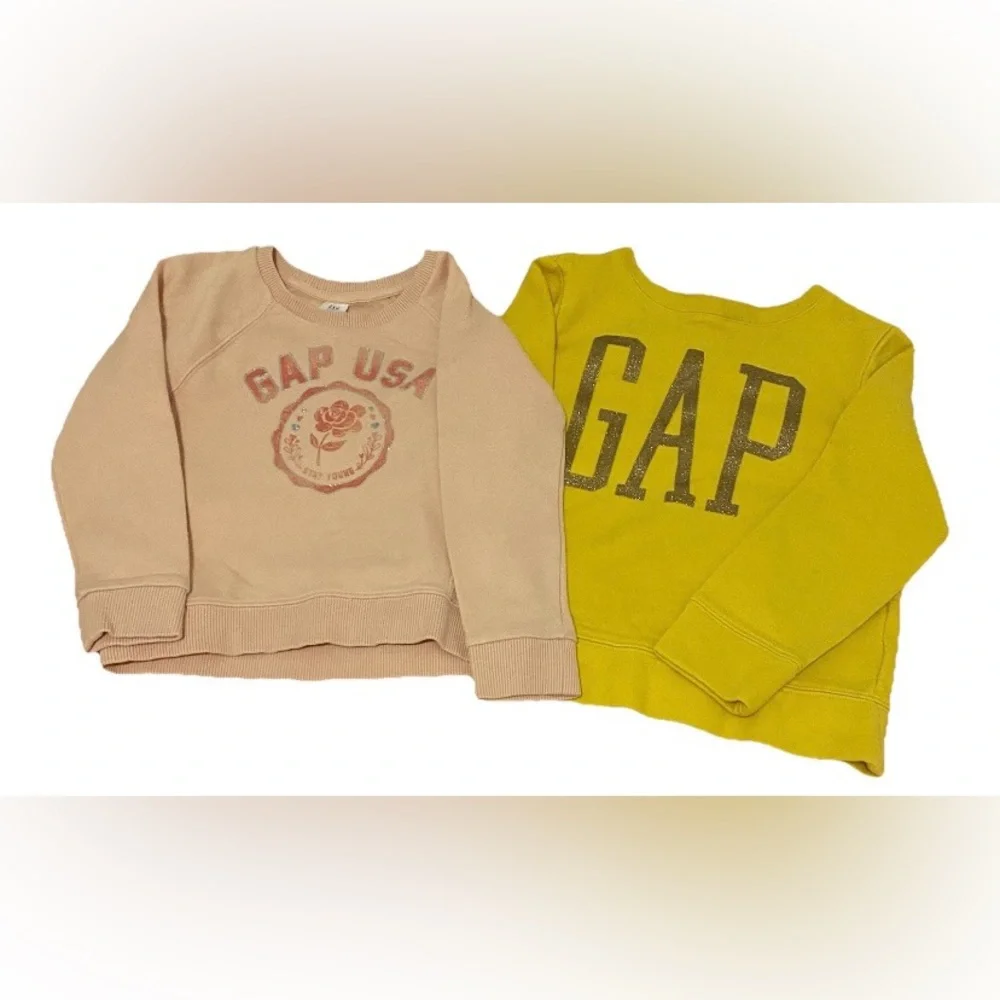 Baby Gap Size 5-7 Kids Girls Pink and Yellow Long Sleeve Sweater Sweatshirts